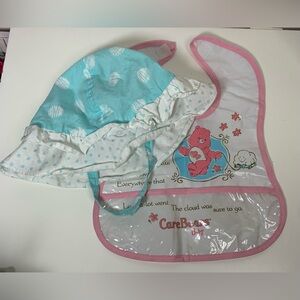 **Bundle**Care Bears Blue and White Kids Hat and Bib Set
